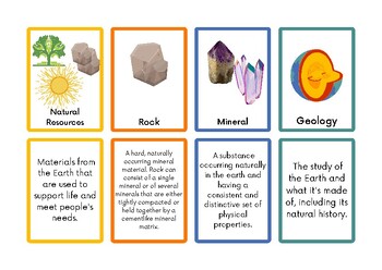 Preview of Science Task Cards - Matching. Rocks, Minerals and Erosion