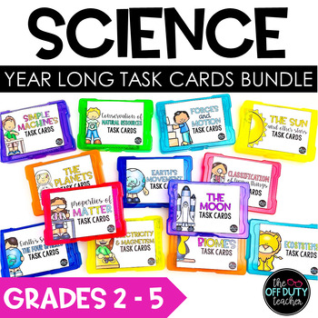 Preview of Science Task Cards and Color by Number Year Long Bundle (Print and Digital)