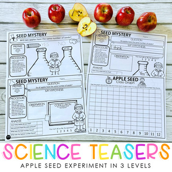 Preview of Science Teasers - Apple Week Science Experiment - 3 Levels of Recording Sheets