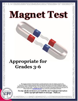 Preview of Science Test Over Magnets - EDITABLE  - Appropriate for Grades 3-6