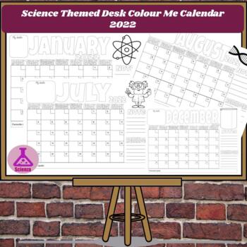 Preview of Science Themed Desk Colour Me in Calendar 2022
