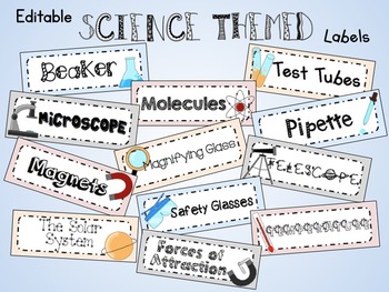 Preview of Science Themed Editable Labels