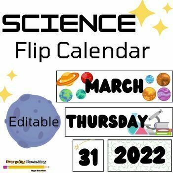 Preview of Science Themed Flip Calendar - Editable 