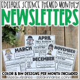 Science Themed Monthly Newsletter Templates - EDITABLE