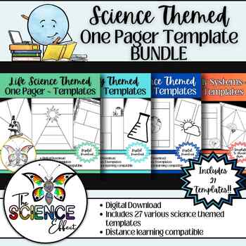 Preview of Science Themed One Pager Templates BUNDLE