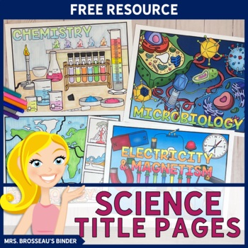 Preview of Science Title Pages | Science Themed Coloring Pages