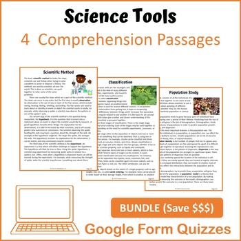 Preview of Science Tools Bundle Reading Comprehension - Google Form Quiz