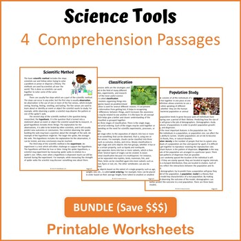 Preview of Science Tools Bundle Reading Comprehension - Printable Worksheets