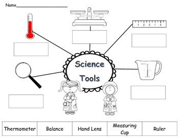 Preview of Science Tools Cut and Paste worksheet