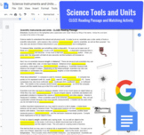 Science Tools (Instruments) & Units - CLOZE Reading & Matching in Docs | REMOTE