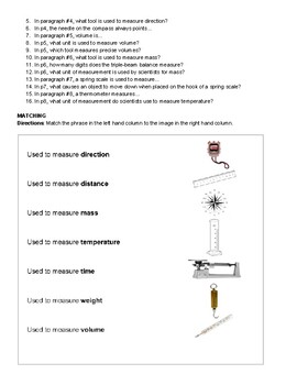 Science Tools (Instruments) & Units - Guided Reading, Questions ...