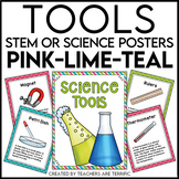 Science Tools Posters in Pink, Lime, and Teal