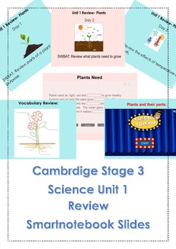 Preview of Science Unit 1 Review Bundle- Looking after plants  (Cambridge Stage 3/Grade 2)