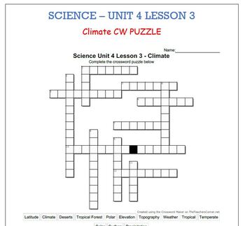 Preview of Science Unit 4 Lesson 3 - Climate CW Puzzle