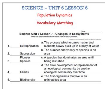 Preview of Science Unit 6 Lesson 7 - Changes in Ecosystems