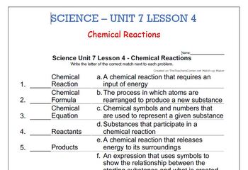 Preview of Science Unit 7 Lesson 4 - Chemical Reactions