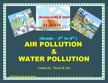 Preview of Air & Water Pollution-Basics-Causes-Pollutant-Methods to control -Science Unit