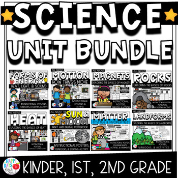 Science Unit Bundle K-2 (Motion, Energy, Sun & Moon, Rocks, Heat, & Magnets)