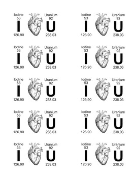 Preview of Science Valentine's Day (I heart U) PDF to use for Stickers