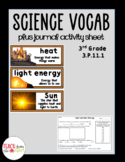 Third Grade Science Vocab plus Activity Sheet P.11.1 Light