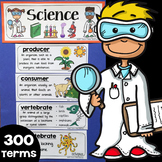 Science Vocabulary Word Wall Cards with Definitions & Illu