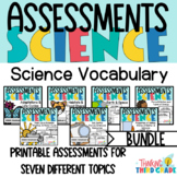 Science Vocabulary Assessments Printables Bundle | Quiz Te