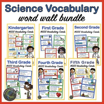 Preview of Science Vocabulary Bundle for Kindergarten Through Fifth Grade (NGSS)