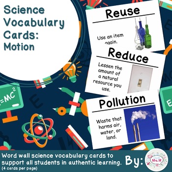 Science Vocabulary Cards: Motion by In Class With Mrs M | TpT