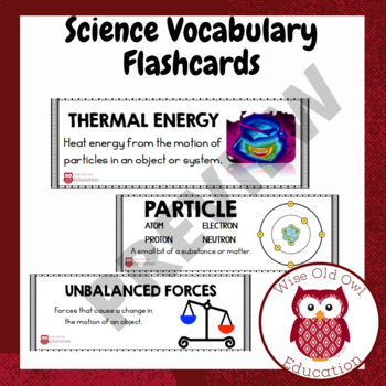 Preview of Science Vocabulary Cards Set 1