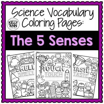 Preview of 5 Senses Worksheets - Science Vocabulary Coloring Pages