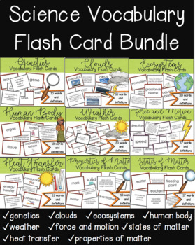 Preview of Science Vocabulary Flash Cards for the Entire School Year!