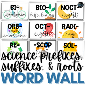 Preview of Science Vocabulary Prefix and Suffix Word Wall Cards