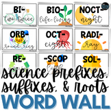 Science Vocabulary Prefix and Suffix Word Wall Cards