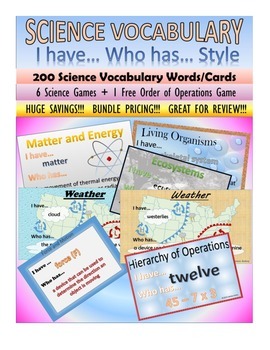 Preview of Science Vocabulary Review - Science Games - 5th Grade Science I Have Who Has