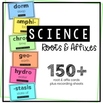 Preview of Science Vocabulary Roots & Affixes - YEAR LONG - Word Wall - Middle School
