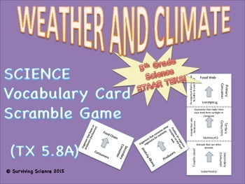 Science Vocabulary Scramble: Weather and Climate (TX TEKS 5.8A) | TPT