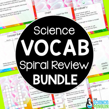 Preview of Science Vocabulary Spiral Review  Activities BUNDLE | 4th Grade 5th Grade