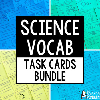 Preview of Science Vocabulary Task Cards BUNDLE | Earth, Space, Adaptations, Ecosystems