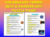 Science Vocabulary : Planets & Space (Quiz / Study Guide /
