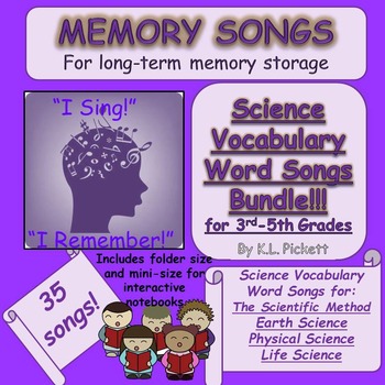 Preview of Science Vocabulary Word Songs Bundle for Third to Fifth Grades