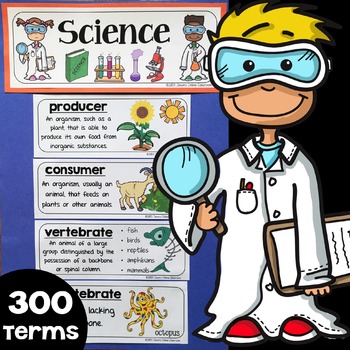 Preview of Science Vocabulary Word Wall Cards with Definitions & Pictures {Focus Wall}