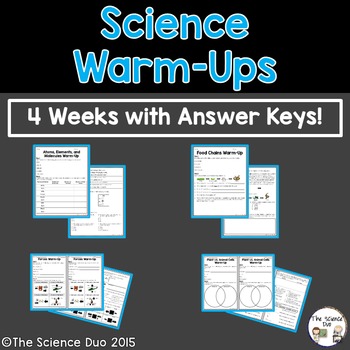 Preview of Science Warm Ups (Bell Ringers) - FREE