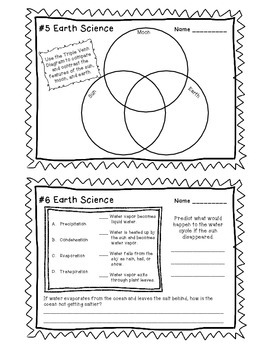 Science Warm-Ups / Quick Checks / Review Cards Grades 3-5 | TPT