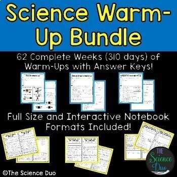 Preview of Science Warm-Ups and Bell Ringers Bundle