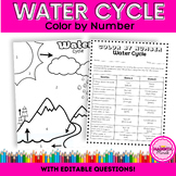 Science | Water Cycle | Color By Number | Editable Questio