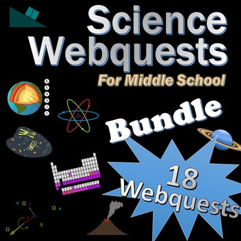 Preview of EDITABLE Science Webquest Bundle - Matter | Elements | Space | Cells | Motion