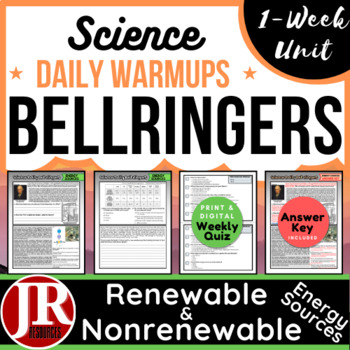 Preview of Science Weekly Bell Ringers: Renewable & Nonrenewable Energy