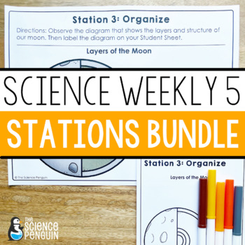 Preview of Science Centers Bundle | 3rd 4th Grade Weather Moon Phases Plants Life Cycle