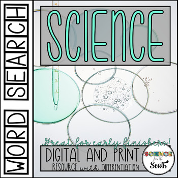 Preview of Science Word Search Activity Worksheet with Differentiation in Print and Digital