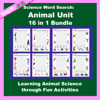 Preview of Science Word Search: Animal Unit 16 in 1 Bundle